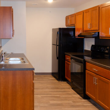 Kitchen of a three-bedroom apartment at CreekView Apartments.