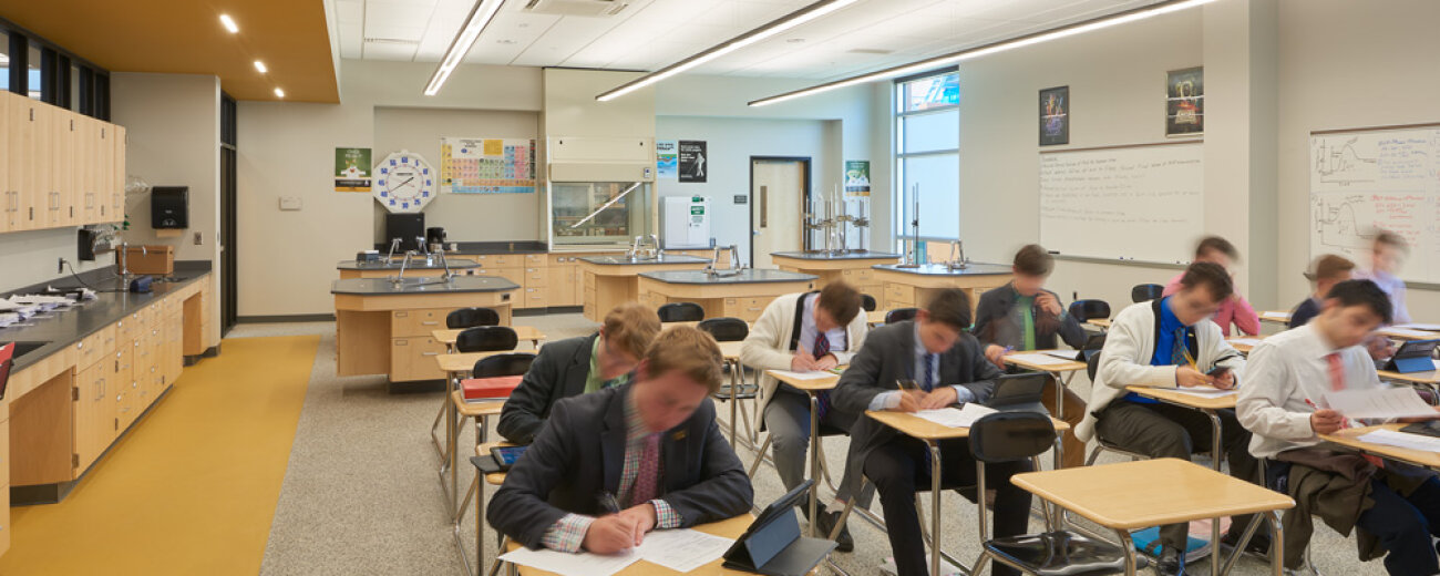 Lab classroom at the McQuaid Jesuit Wegman Family Science and Technology Center.