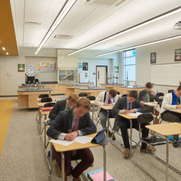 Lab classroom at the McQuaid Jesuit Wegman Family Science and Technology Center.