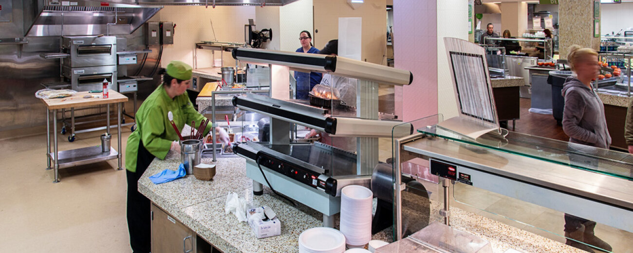 Back-end kitchen at House of Six Nations Cafe at Strong Memorial Hospital.