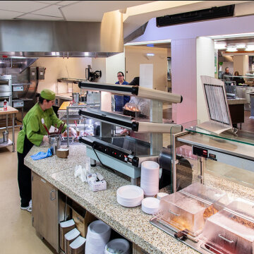 Back-end kitchen at House of Six Nations Cafe at Strong Memorial Hospital.