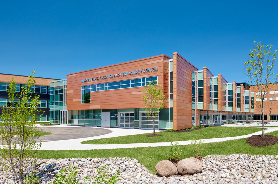 Exterior of the McQuaid Jesuit Wegman Family Science and Technology Center.