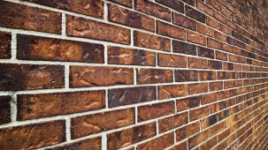 Brick wall on jobsite.